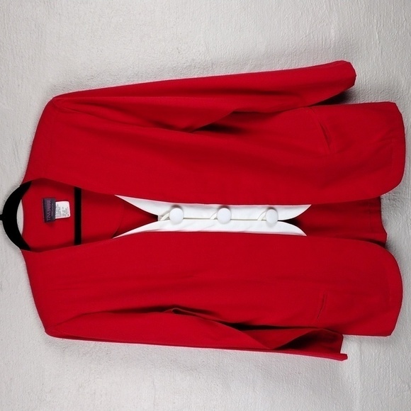 Tina Barrie Vintage Red V-Neck Button Front Long Sleeve Classic Length Blazer - Picture 12 of 12